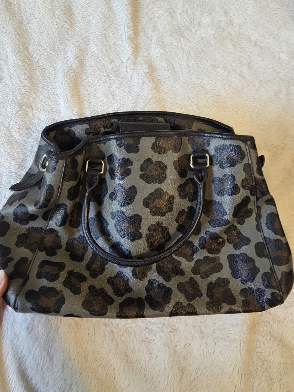 Y2k Coach Margot Carryall Ocelot Print Gray/Black Leopard Purse - Picture 11 of 11
